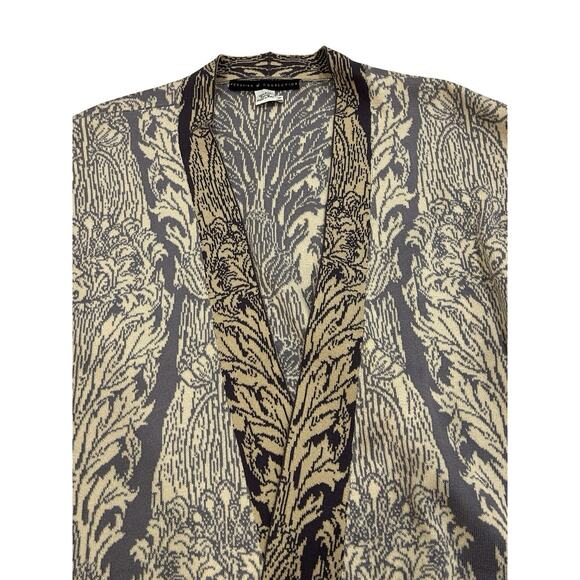 Peruvian Connection Open Cardigan Sweater Womens Sz M Beige & Gray Kimono Sleeve - Picture 2 of 6